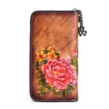 Portefeuille Femme Vintage avec Motifs Floraux | Nina Sac Marron