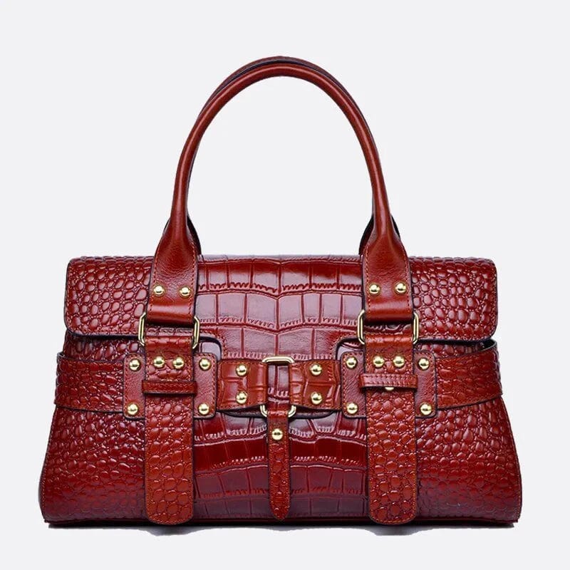 Sac à Main Brighton En Cuir - Imprimé Crocodile Marron - Très Bon état Occasion