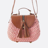 Sac Bandoulière Corde Tressée | Nina Sac Rose pâle