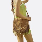 Sac Besace en Daim avec Franges | Nina Sac