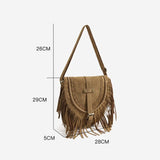 Sac Besace en Daim avec Franges | Nina Sac