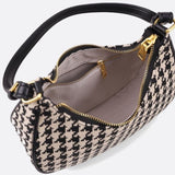 Sac d'Épaule Demi-Lune - Élégance Pied de Poule | Nina Sac