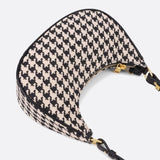 Sac d'Épaule Demi-Lune - Élégance Pied de Poule | Nina Sac