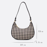 Sac d'Épaule Demi-Lune - Élégance Pied de Poule | Nina Sac