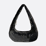 Sac d'épaule métallique pailleté | Nina Sac Noir