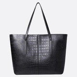 Cabas Croco Noir en Cuir | Nina Sac