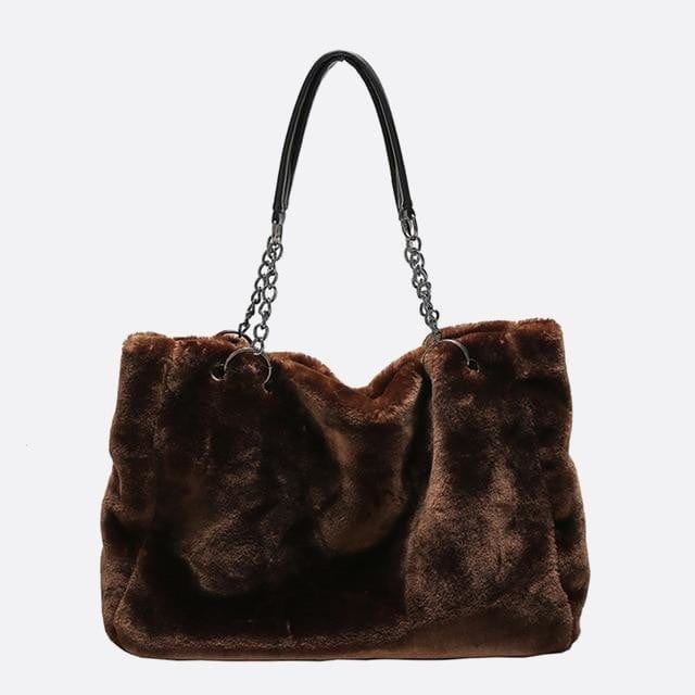 Sac à main à fausse fourrure noire Sac à main à fausse fourrure noire