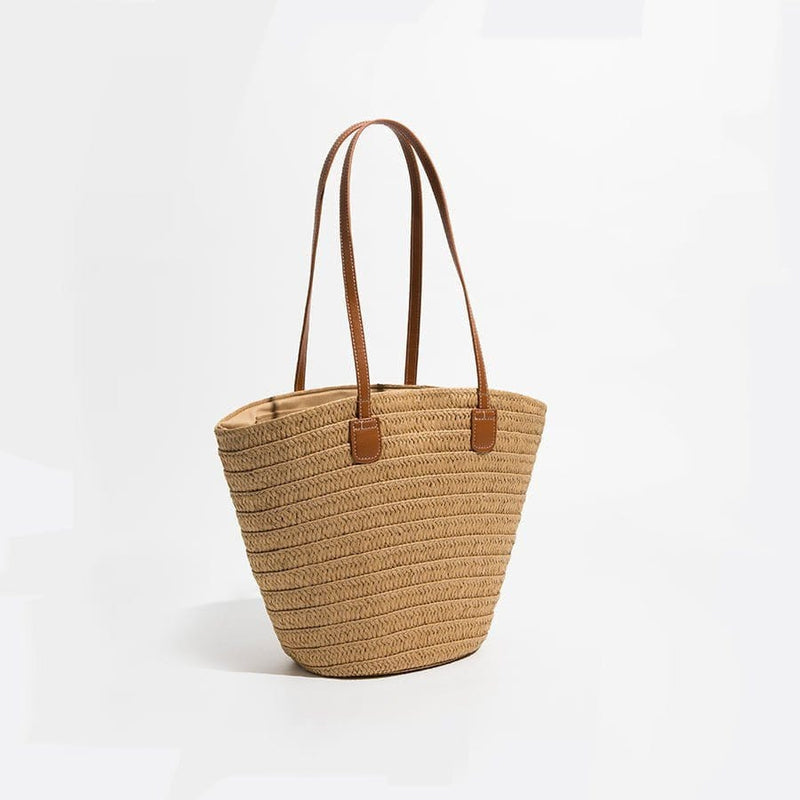 Cabas Naturel en Paille avec Anse Cuir | Nina Sac