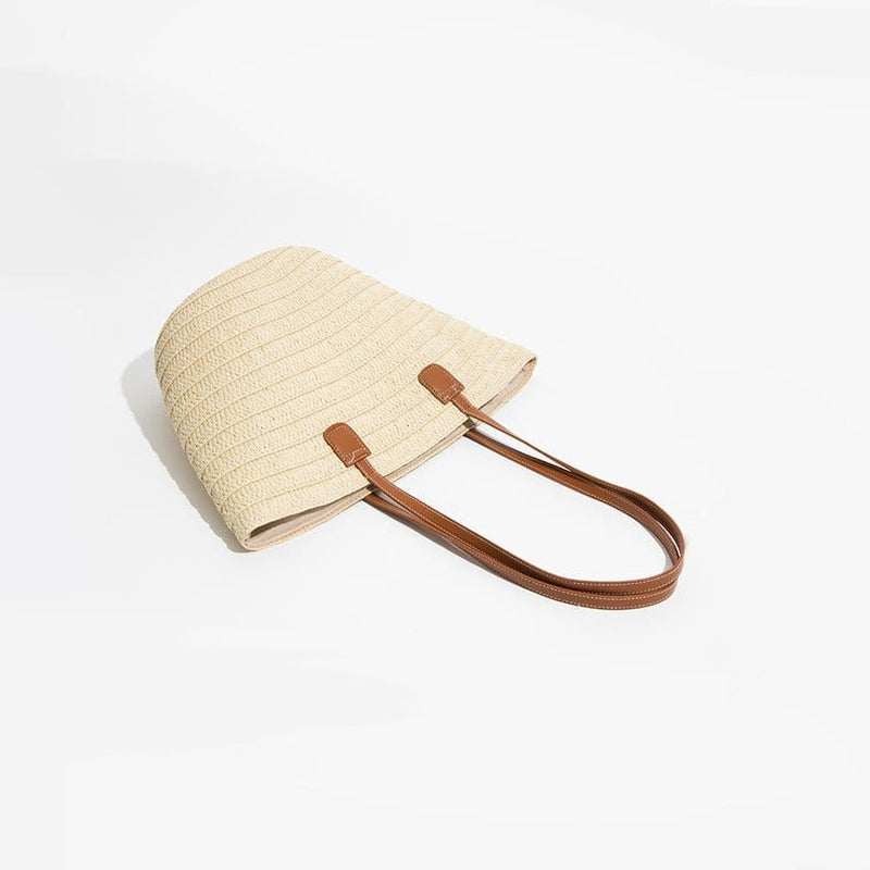 Cabas Naturel en Paille avec Anse Cuir | Nina Sac