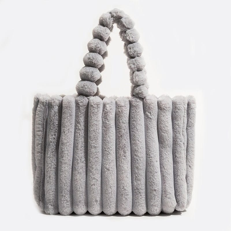 Cabas Pelucheux en Fausse Fourrure | Nina Sac Gris clair / Large