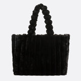 Cabas Pelucheux en Fausse Fourrure | Nina Sac Noir / Large