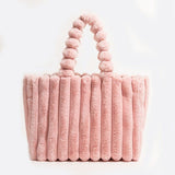 Cabas Pelucheux en Fausse Fourrure | Nina Sac Rose pâle / Large