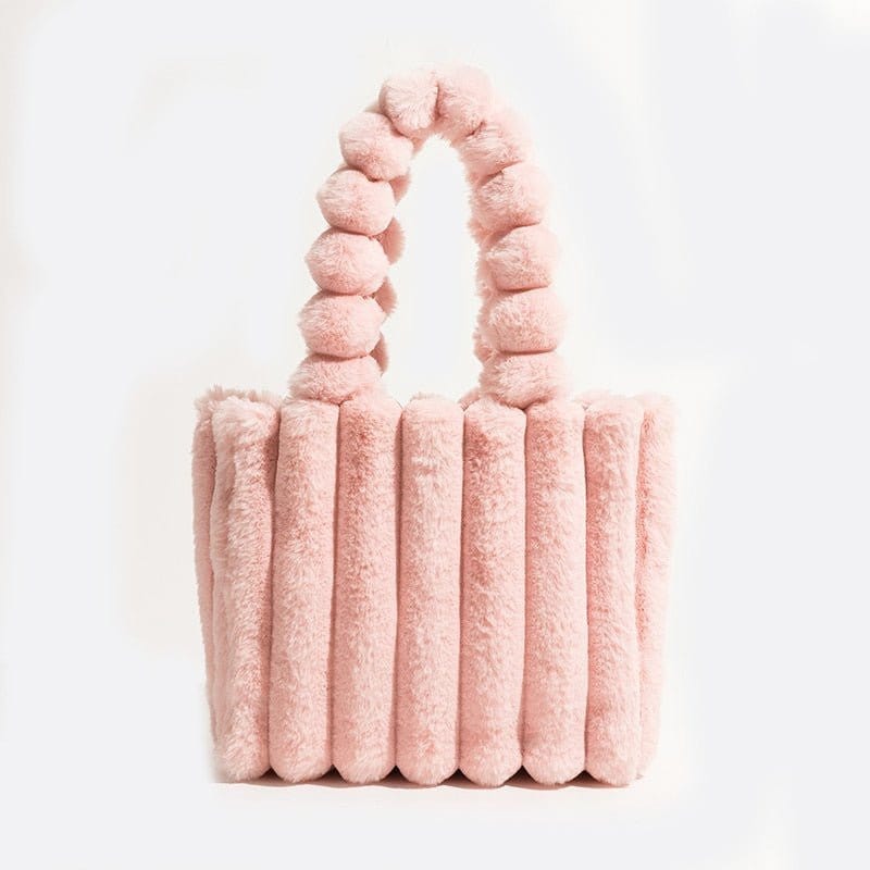 Cabas Pelucheux en Fausse Fourrure | Nina Sac Rose pâle / Médium