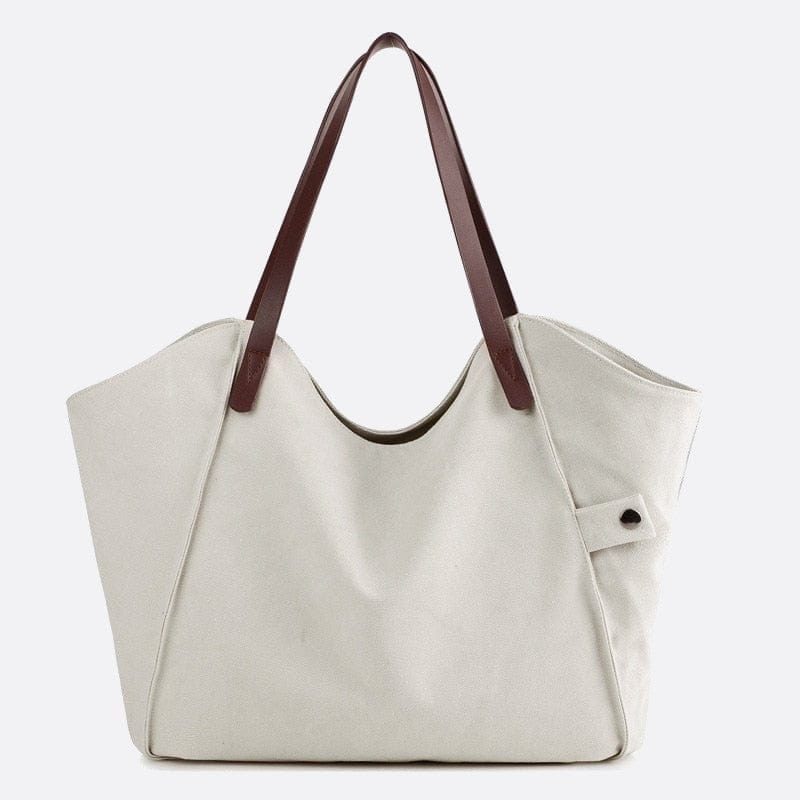 Cabas Toile & Cuir | Nina Sac Blanc