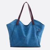 Cabas Toile & Cuir | Nina Sac Bleu