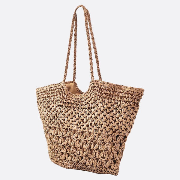 Cabas Tressé en Paille - Collection Estivale | Nina Sac Beige