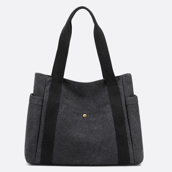 Cabatote Toile, Poche Intégrée | Nina Sac Noir