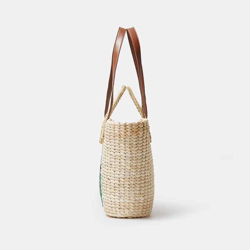 Panier Cabas en Osier avec Anse en Cuir | Nina Sac