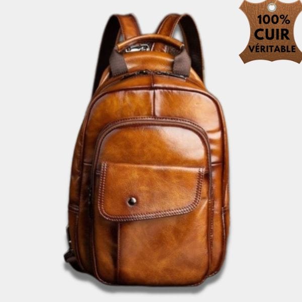 Petit Sac à Dos en cuir pour Homme | Sac Leo Brun-café