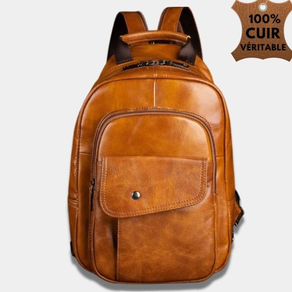 Petit Sac à Dos en cuir pour Homme | Sac Leo Brun clair