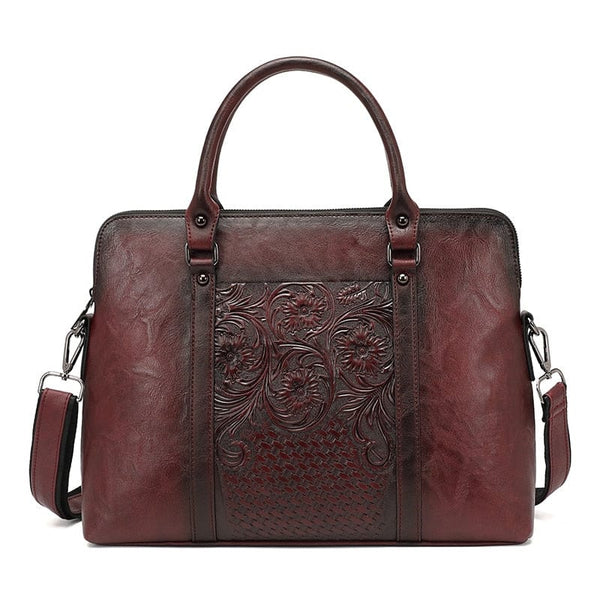 Porte-Documents Femme en Cuir Vintage Chic | Nina Sac Café