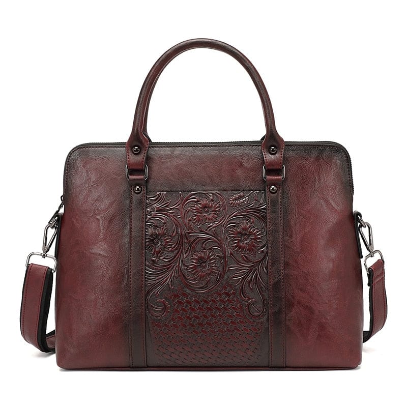 Porte-Documents Femme en Cuir Vintage Chic | Nina Sac Café