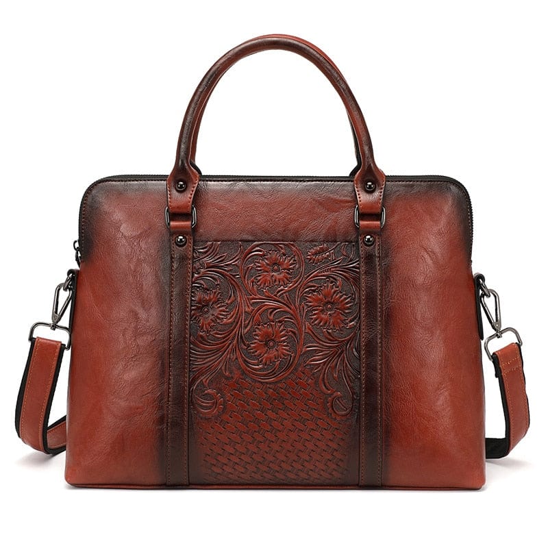 Porte-Documents Femme en Cuir Vintage Chic | Nina Sac Marron