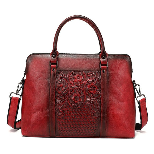 Porte-Documents Femme en Cuir Vintage Chic | Nina Sac Rouge