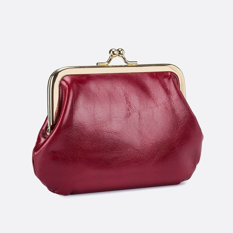 Porte-Monnaie Cuir Premium avec Fermoir Métallique | Nina Sac Rouge