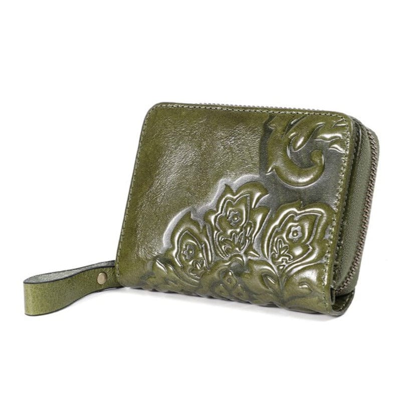 Porte-monnaie Vintage Fleurs pour Femme | Nina Sac Vert