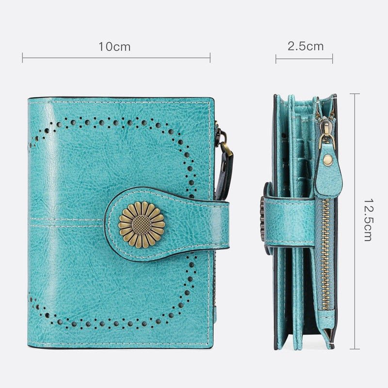 Portefeuille en Cuir Bleu Turquoise | Nina Sac