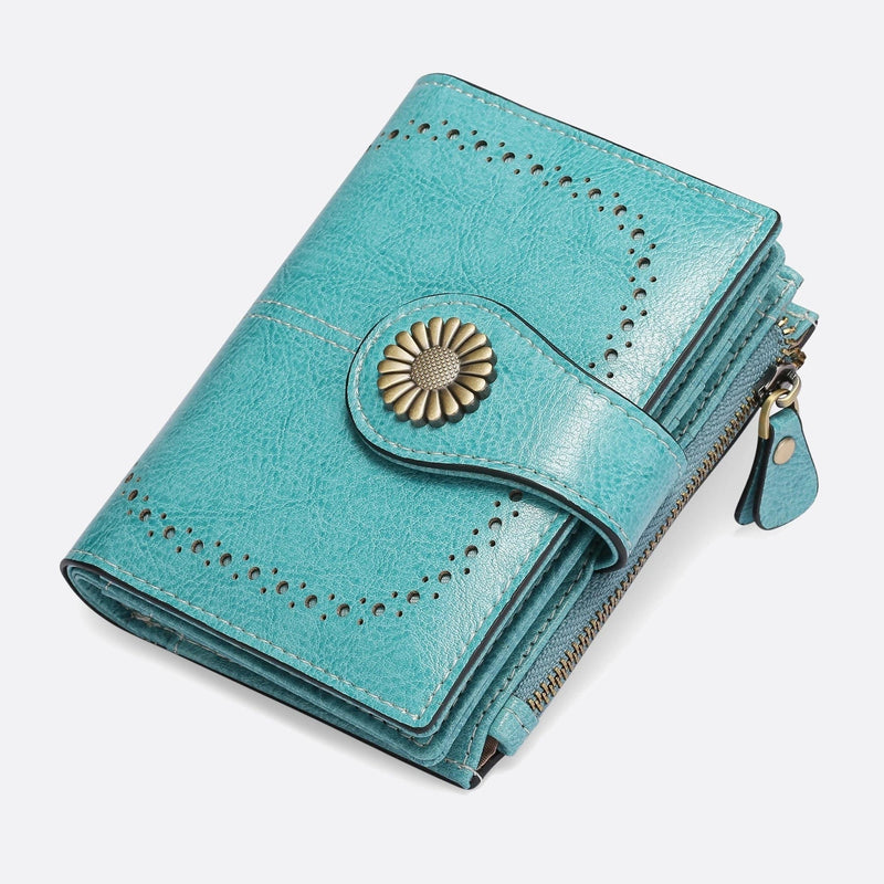 Portefeuille en Cuir Bleu Turquoise | Nina Sac