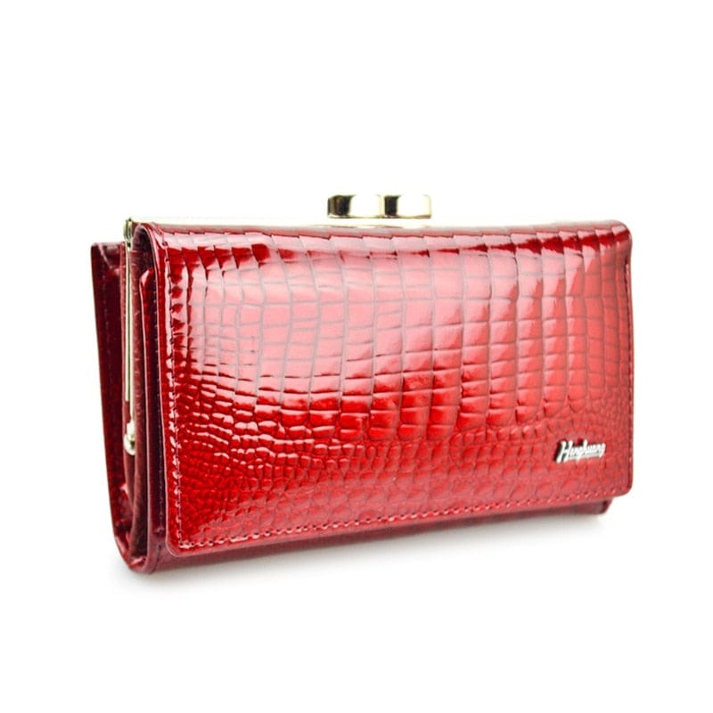 Portefeuille en Cuir de Luxe pour Femme, Motif Crocodile | Nina Sac Rouge