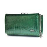 Portefeuille en Cuir de Luxe pour Femme, Motif Crocodile | Nina Sac Vert