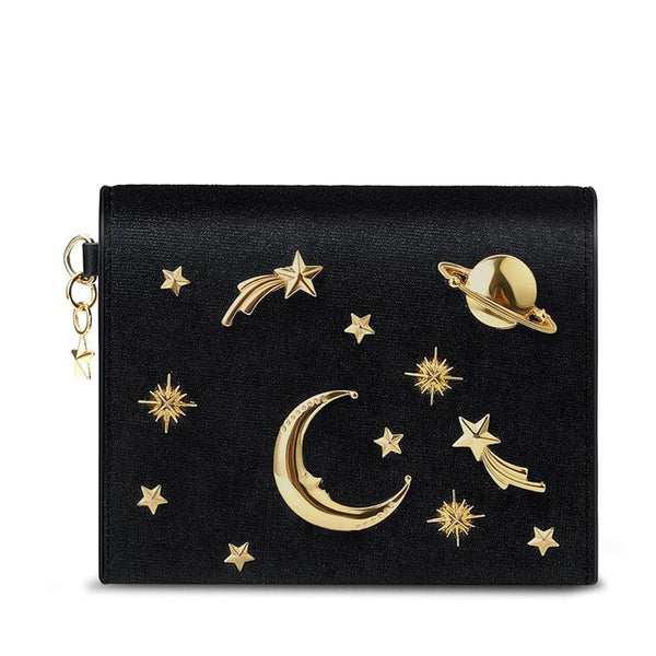 Portefeuille Velours Étoilé Chic | Nina Sac Noir