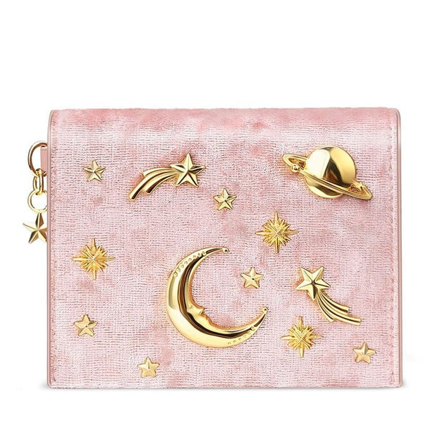 Portefeuille Velours Étoilé Chic | Nina Sac Rose