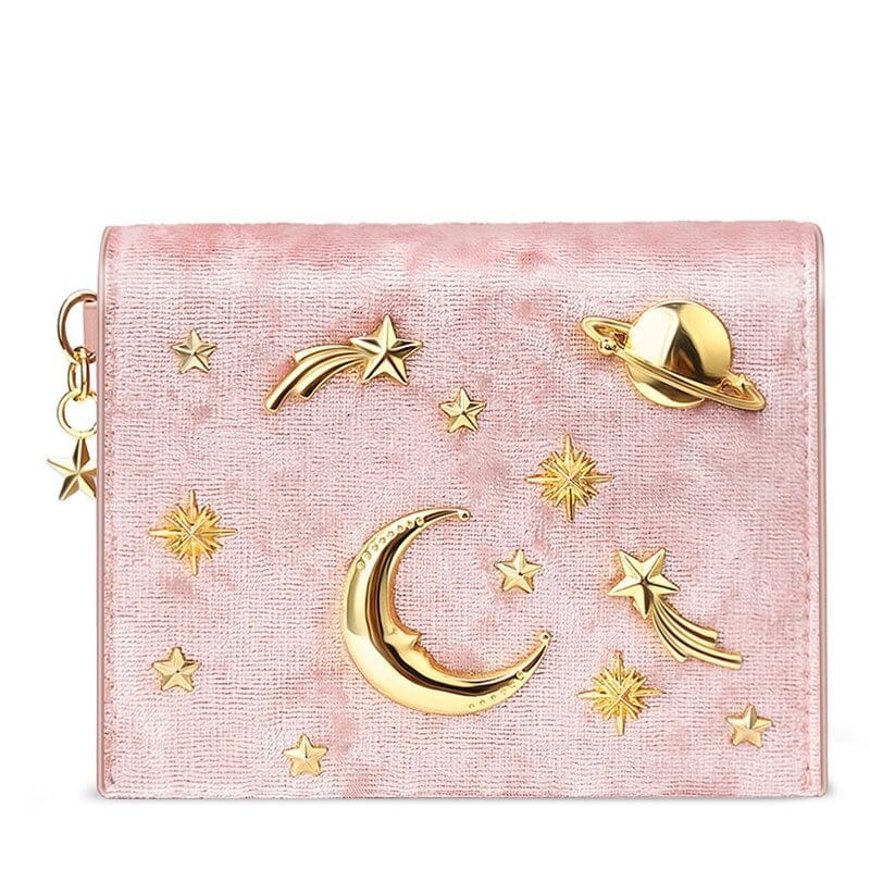 Portefeuille Velours Étoilé Chic | Nina Sac Rose