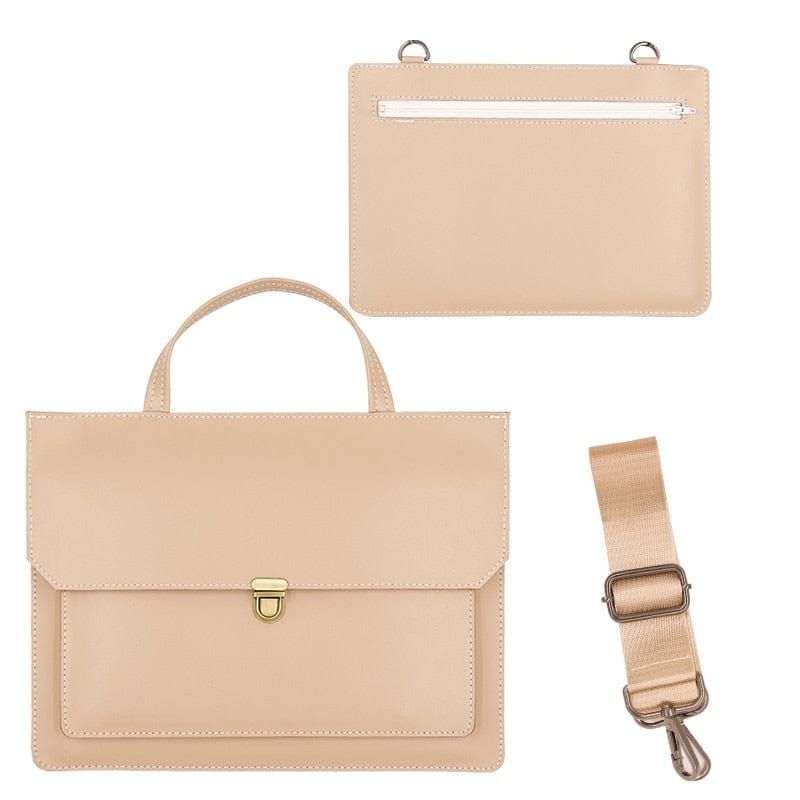 Sac à Bandoulière pour Ordinateur Femme avec Fermeture à Rabat | Nina Sac Beige / 10 pouces