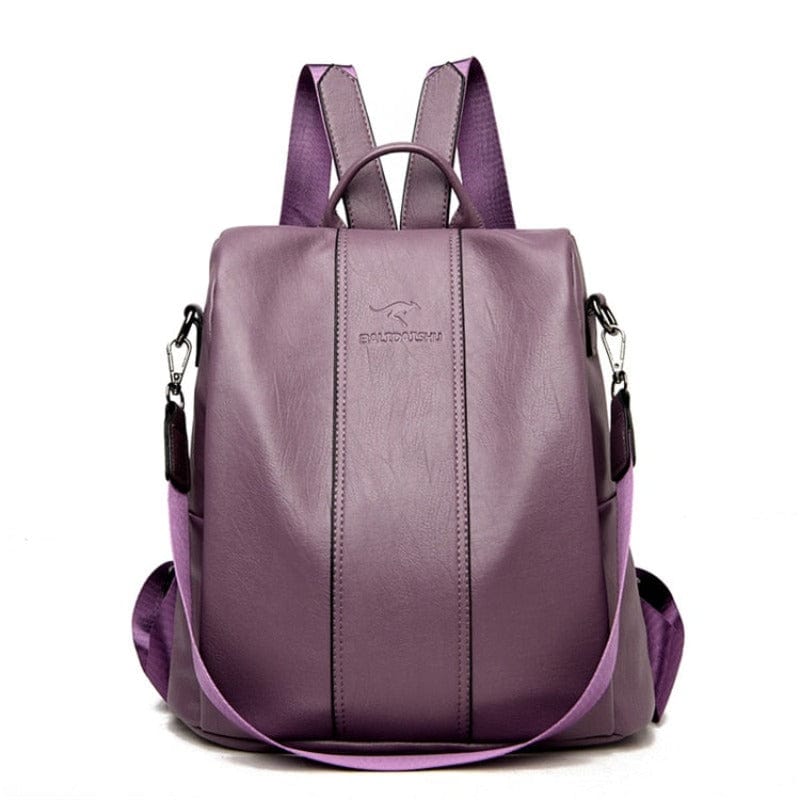 Sac à Dos Anti-vol Vintage en Cuir  | Nina Sac Violet