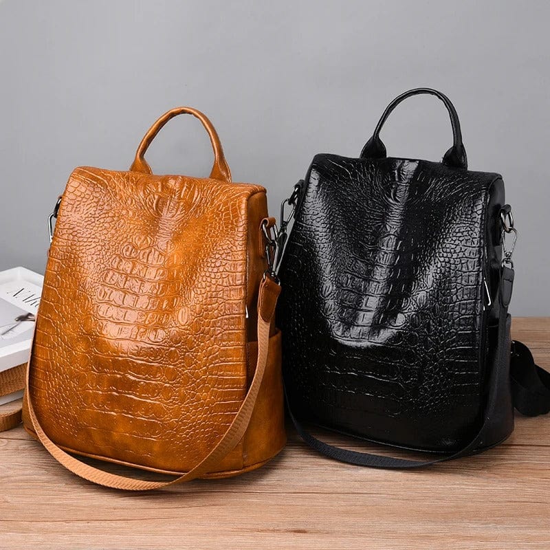 Sac à Dos Chic en Cuir Croco | Nina Sac