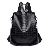 Sac à Dos Chic en Cuir Croco | Nina Sac Noir