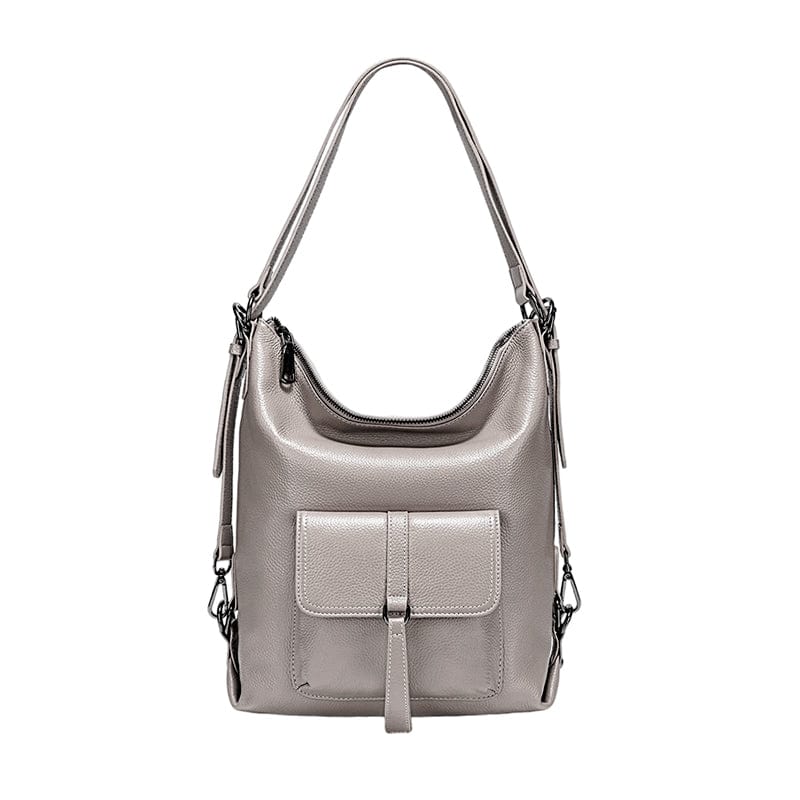 Sac à dos cuir souple avec bandoulière | Nina Sac Gris