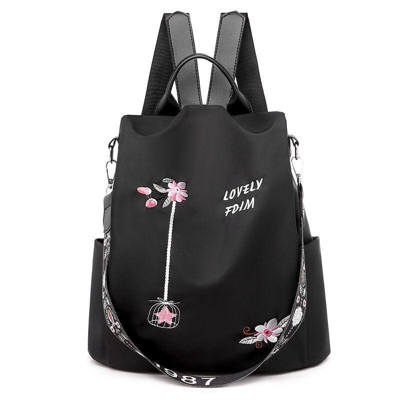 Sac à Dos Élégant Imperméable - Collection Florale | Nina Sac Noir