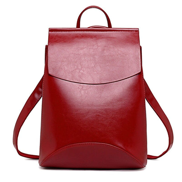 Sac à Dos En Cuir Classique Élégant | Nina Sac Rouge