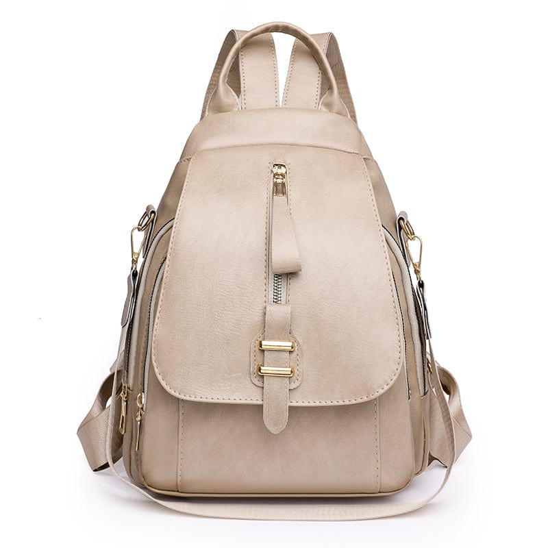 Sac à Dos en Cuir pour Femme, Style Poitrine Func. | Nina Sac Beige