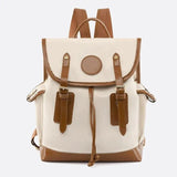 Sac à Dos Toile & Cuir | Nina Sac Blanc et camel