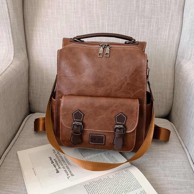 Sac à Dos Vintage en Cuir Élégant | Nina Sac Marron clair