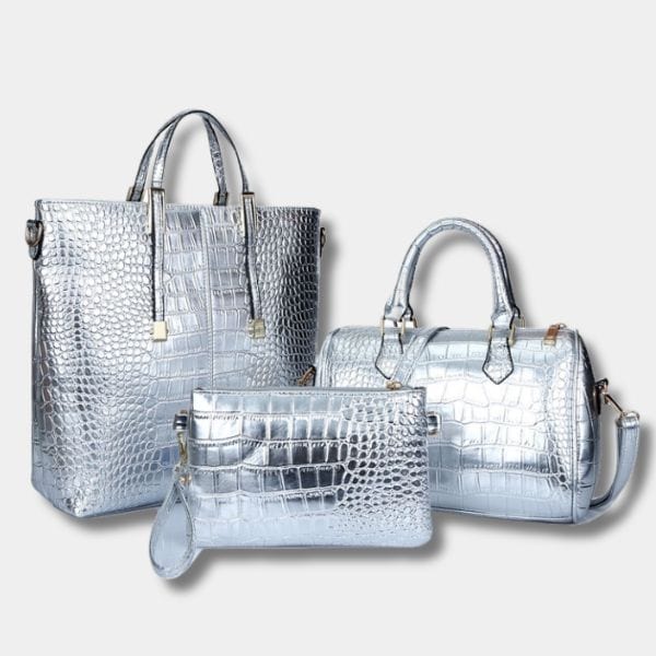 Sac à Main Crocodile Cuir PU | Sac Camille Argent