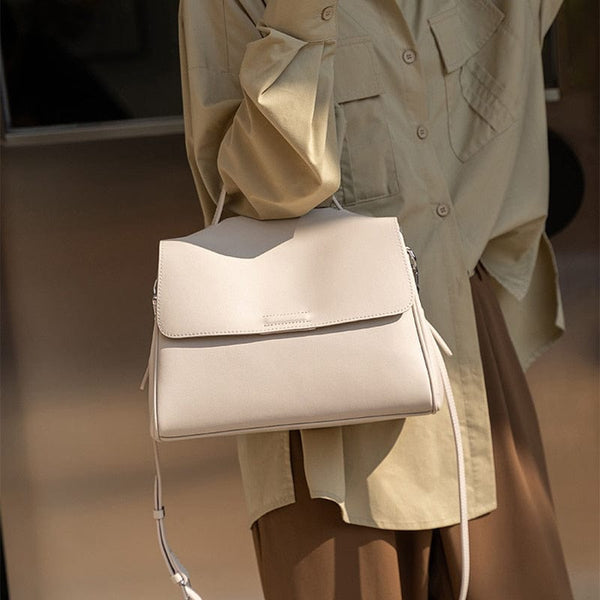 Sac à Main Cuir Élégant avec Fermeture | Nina Sac Beige