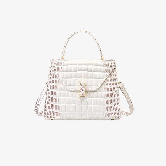 Sac à Main Cuir Trapeze Croco Chic | Nina Sac Blanc